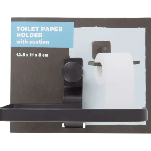 Cascata Toiletrolhouder Met Zuignap Zwart